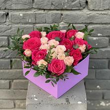 Цветочная композиция из Розы в коробке в Новофедоровке