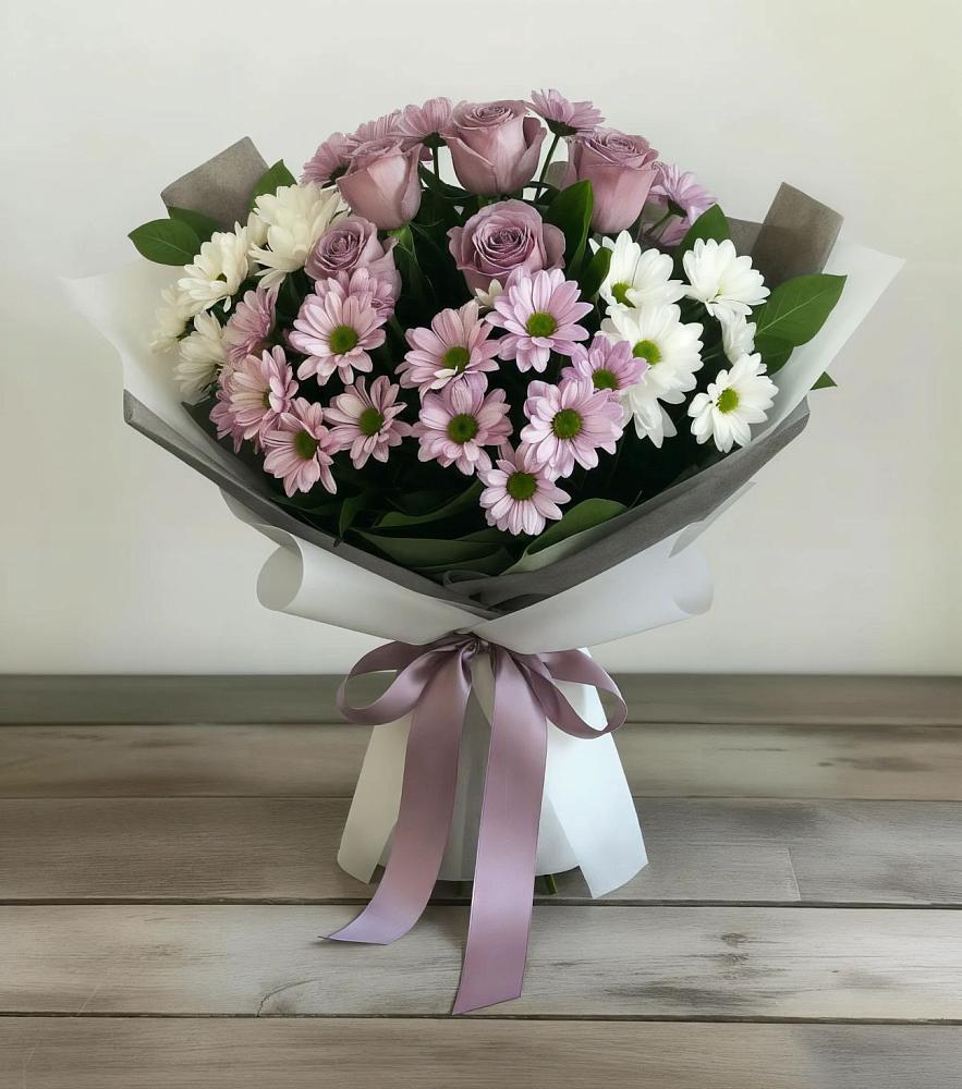 Букет цветов из: Хризантемы и Розы в Новофедоровке