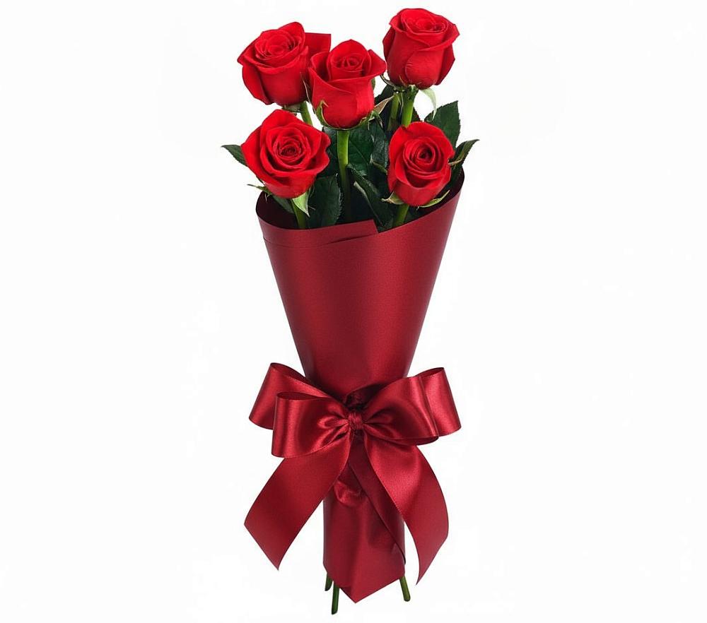 Букет 5 Красных роз Эдлесс Лав в Новофедоровке