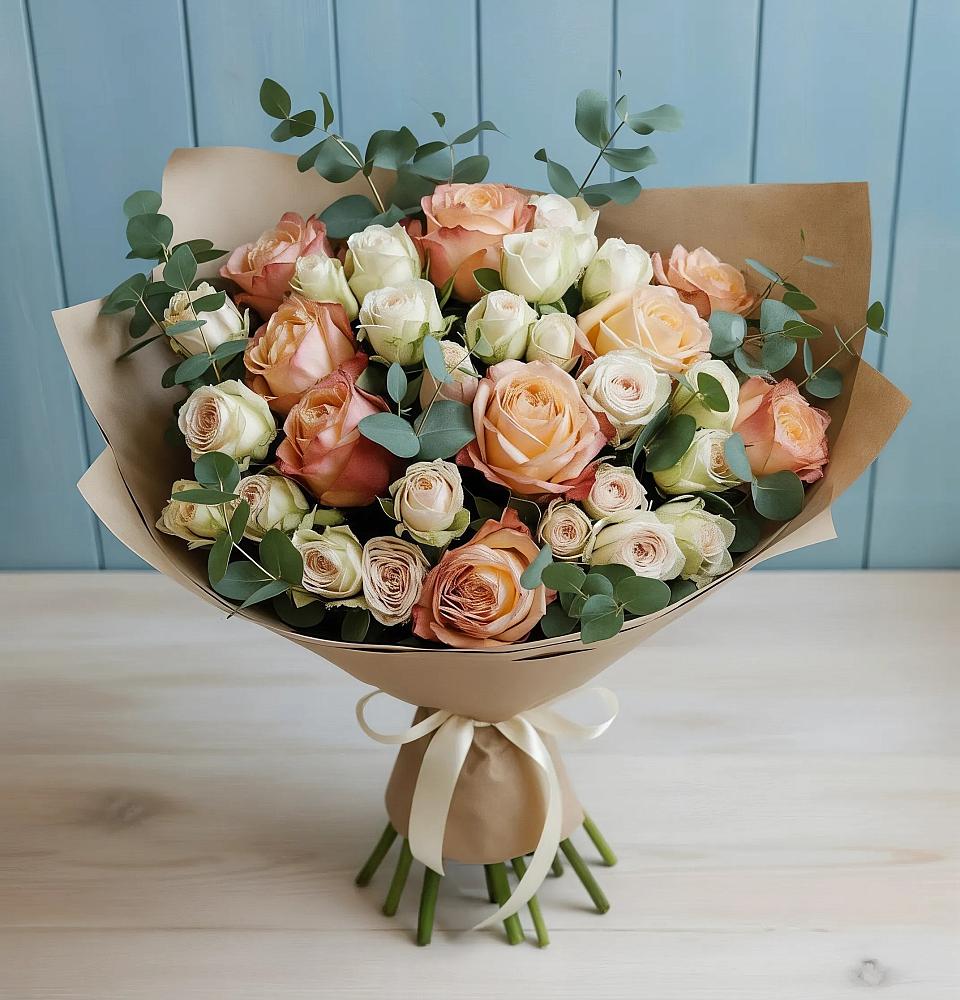 Букет цветов из: Альстромерии и Розы в Новофедоровке