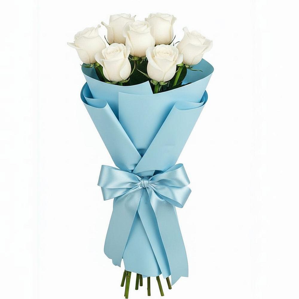 Букет 7 белых роз Проуд в Новофедоровке