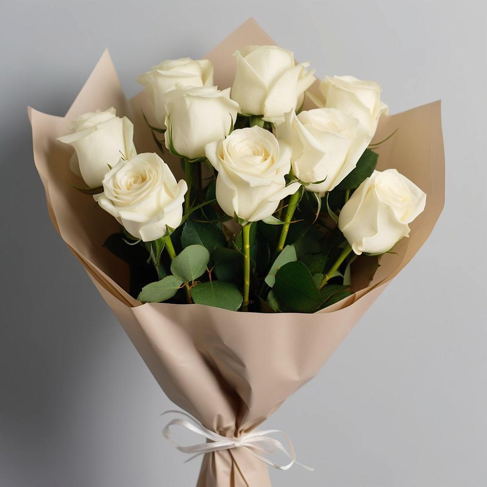 Букет 9 Белых роз Эдлесс Лав в Новофедоровке