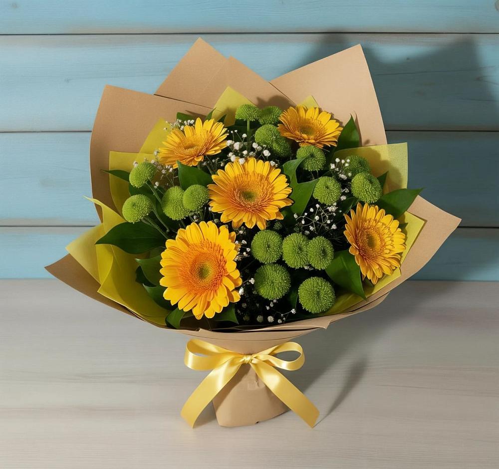 Букет цветов из: Герберы и Хризантемы в Новофедоровке
