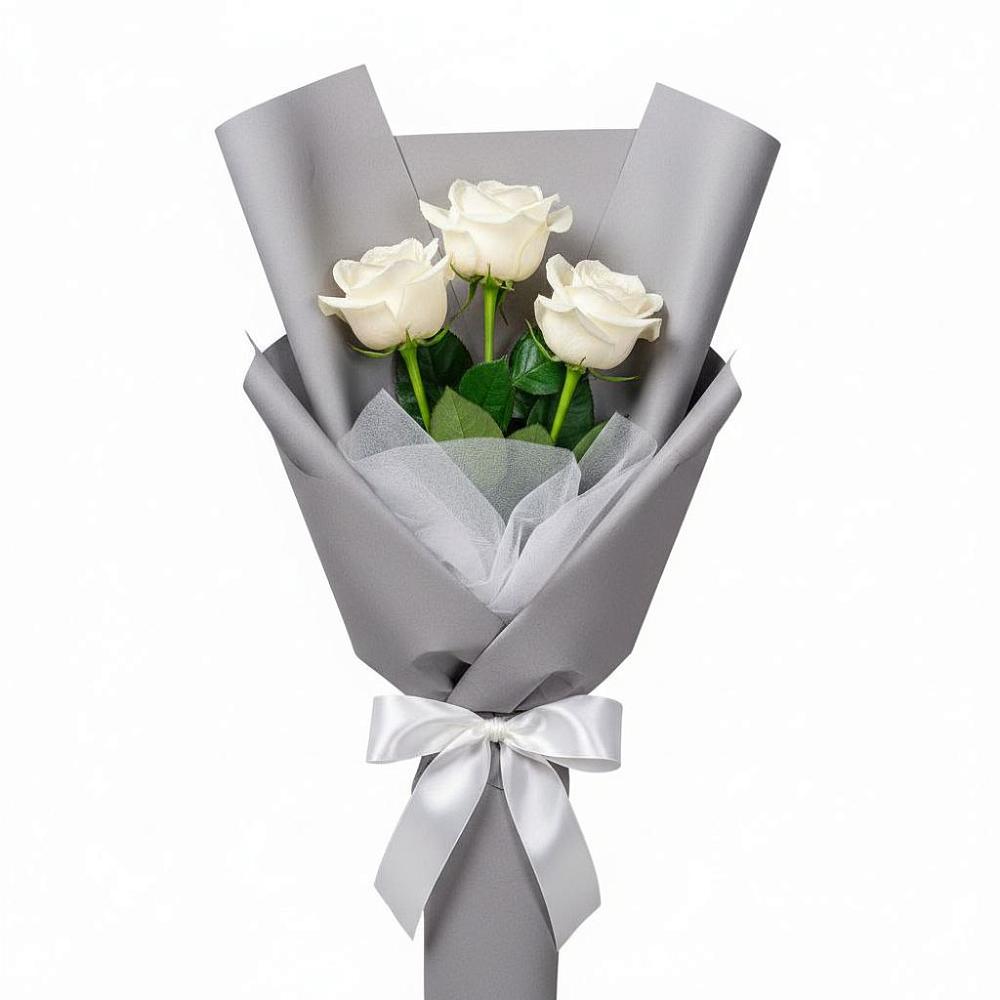 Букет 3 белые розы в Новофедоровке