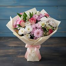 Букет цветов из:  Хризантемы, Альстромерии и Розы в Новофедоровке