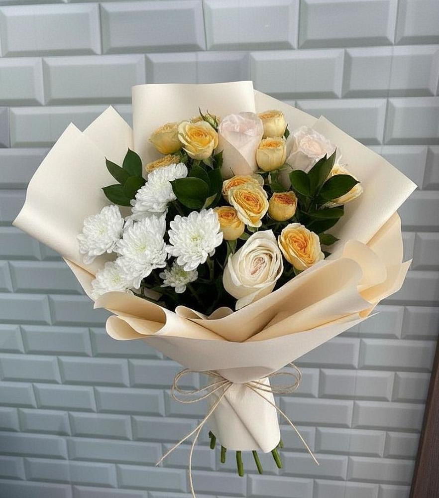 Букет цветов из: Розы и Хризантемы в Новофедоровке