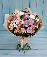 Букет цветов из:  Хризантемы, Розы и Альстромерии в Новофедоровке
