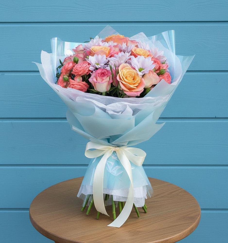 Букет цветов из: Хризантемы и Розы в Новофедоровке