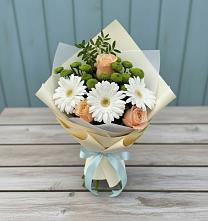 Букет цветов из:  Герберы, Розы и Хризантемы в Новофедоровке