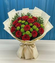 Букет цветов из:  Розы и Хризантемы #REPLACE_PRED# Новофедоровке