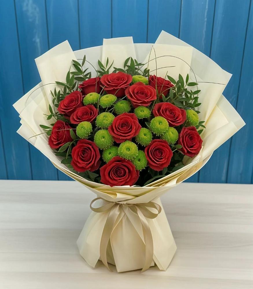 Букет цветов из: Розы и Хризантемы в Новофедоровке